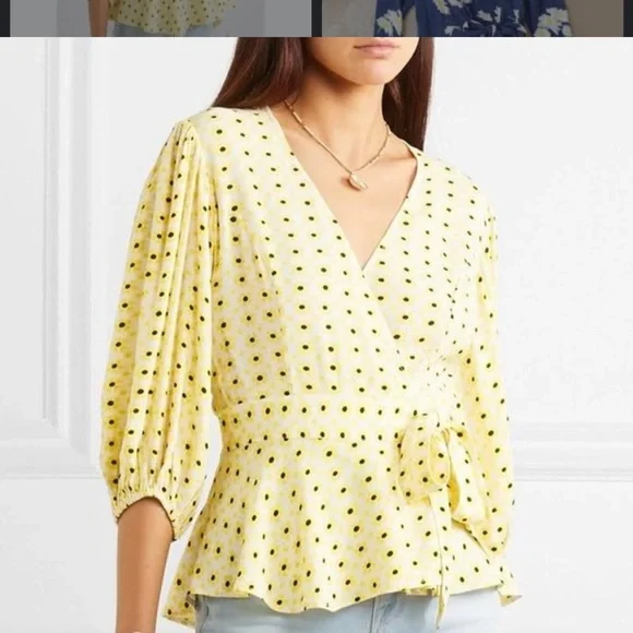 NWOT never worn Ganni Daisy Wrap top. - Picture 4 of 7